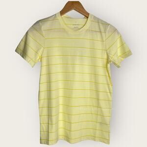 Everlane Striped Organic Cotton Crewneck Tee | Small | Yellow Short Sleeve Chic